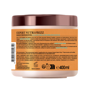 Lot de 6 - Franck Provost Expert Nutri-Frizz Masque Sans Sulfate Sans Silicone Cheveux Très Secs ou Frisés 400ml