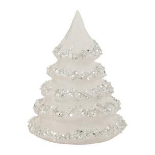 J-Line décoration Sapin De Noël Lignes Paillettes + Perles - verre - blanc/argent - small