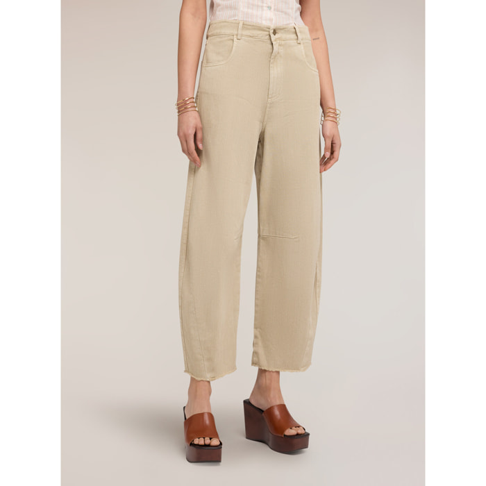 Motivi - Pantaloni balloon in drill di cotone - Beige