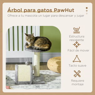 Árbol Rascador para Gatos Pequeños Altura 46 cm de 2 Niveles Árbol para Gatos con Poste Tablero para Rascar Plataformas y Juguete de Bola Colgante 35,5x37x46 cm Gris