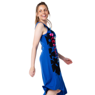 Mamatayoe Vestido Vidriera Para Mujer, Sin Mangas, Escote Redondo, Azul