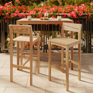 Lot de 2 chaises de bar extérieur 74 cm en bois de teck massif - Tunga