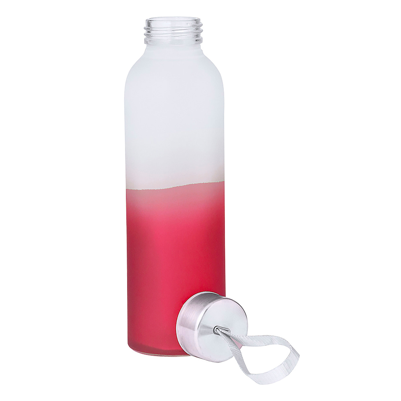 Bidón de cristal y acero inox con 500 ml de capacidad. Tapón de rosca con sellado perfecto y correa para fácil transporte.