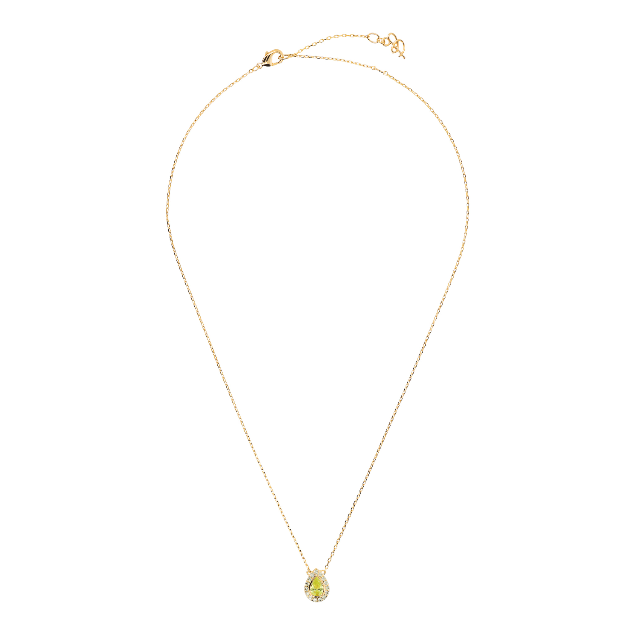 Collana Catena Forzatina Golden con Pendente Goccia in Topazio Verde e Cubic Zirconia