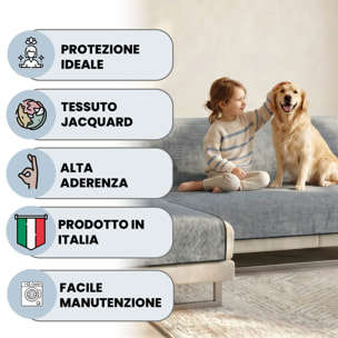 COPRIDIVANO PENISOLA SINISTRA COMFORT, Antiscivolo, Cotone+Microfibra+Fibre Varie, Made in Italy - GRIGIO SCURO