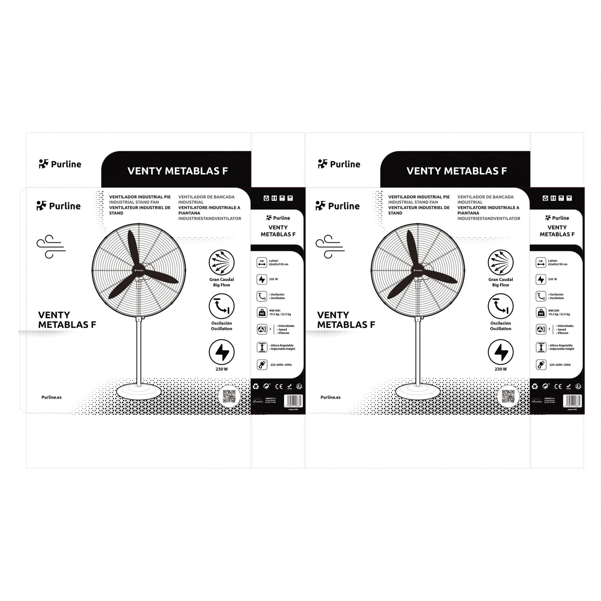 Ventilador Industrial de pie 230W con aspas de aluminio VENTY METABLAST F PURLINE