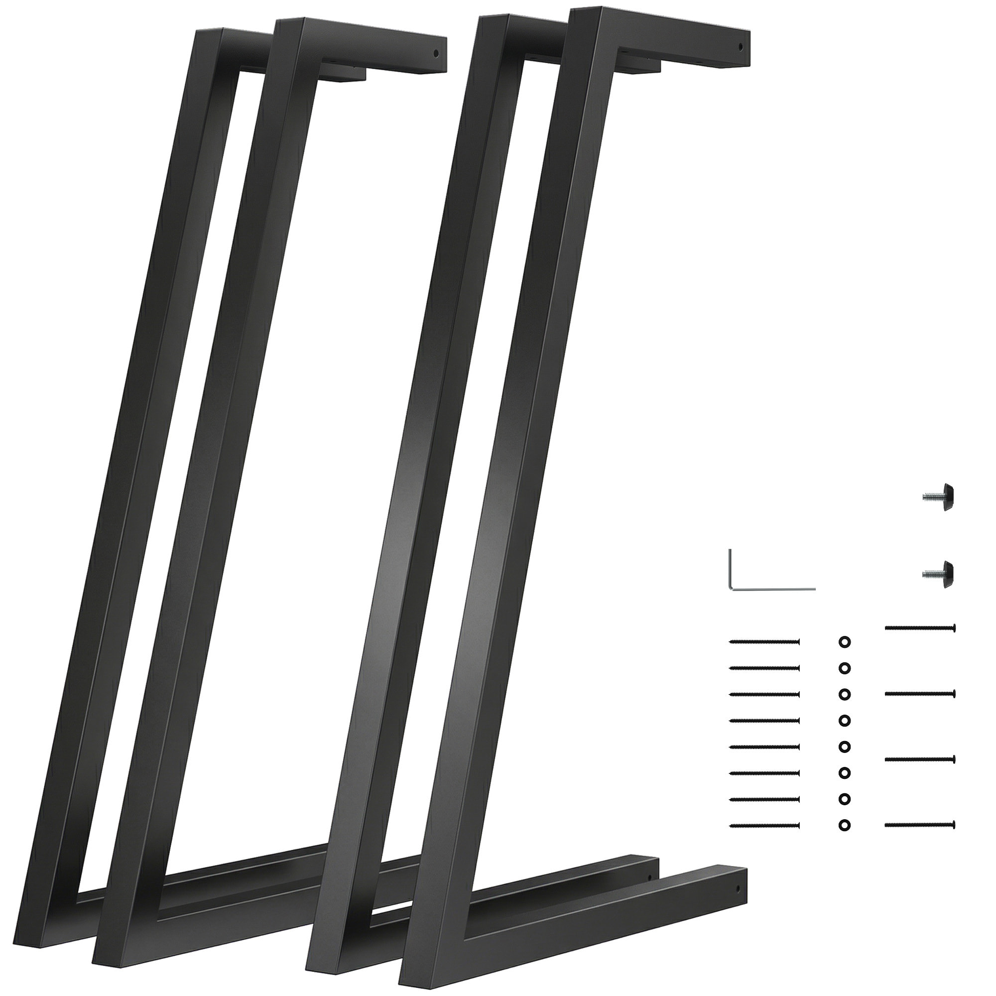 Patas de Mesa de Acero, Juego de 4 Patas para Muebles Industriales con Pies Ajustables y Tornillos para Mesa de Comedor, Banco, 43x3x72 cm, Negro