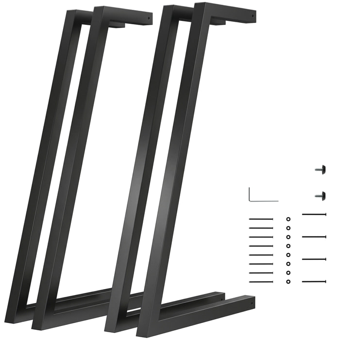 Patas de Mesa de Acero, Juego de 4 Patas para Muebles Industriales con Pies Ajustables y Tornillos para Mesa de Comedor, Banco, 43x3x72 cm, Negro