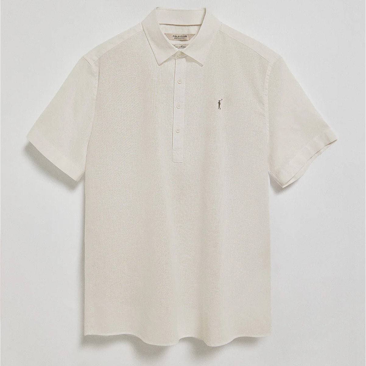 Camisa color crema polera de lino y algodón con bordado Rigby Go