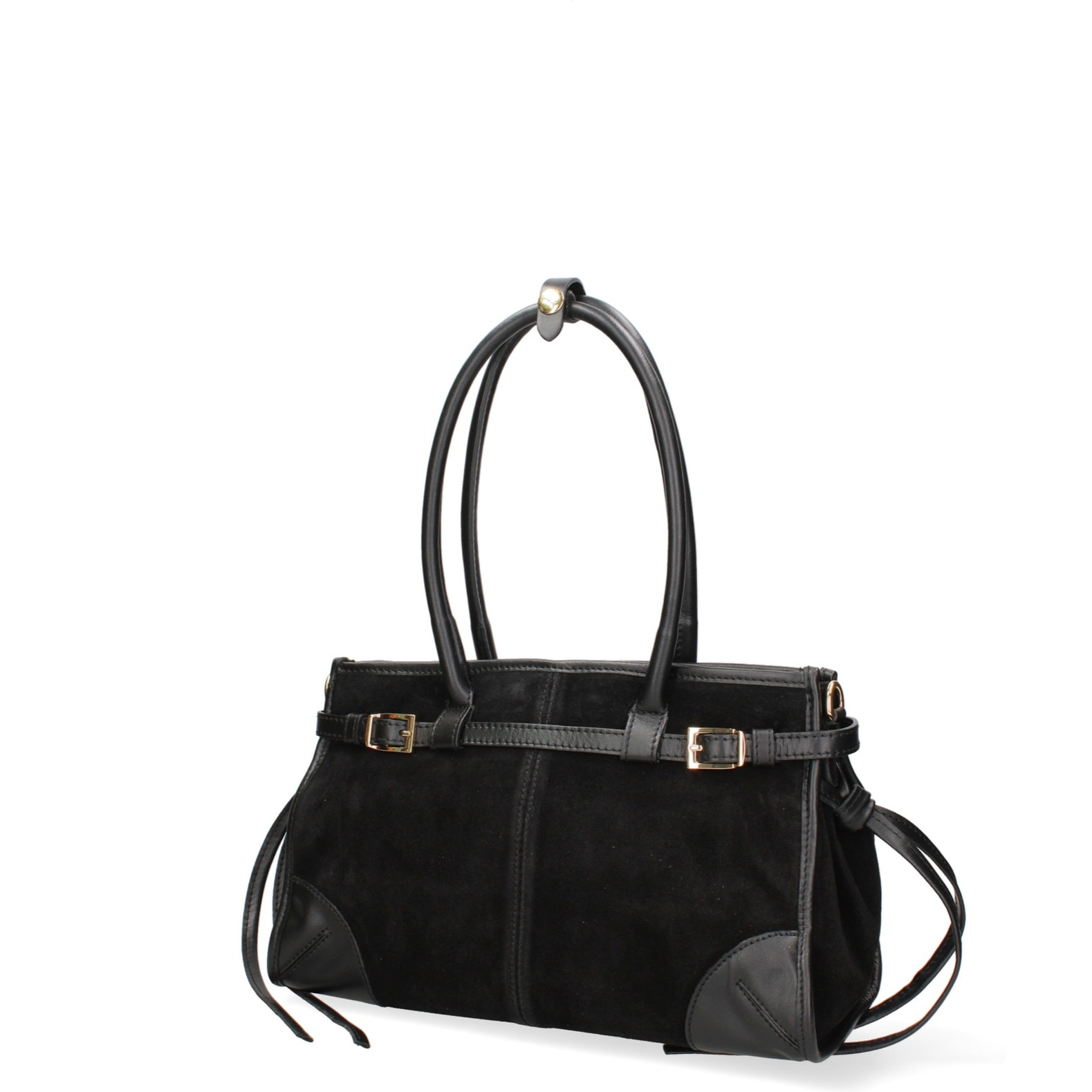 Borsa a spalla da donna Made in Italy - Modello Novara Ultra - Pelle scamosciata - 31.5 x 20.0 x 14.0 cm