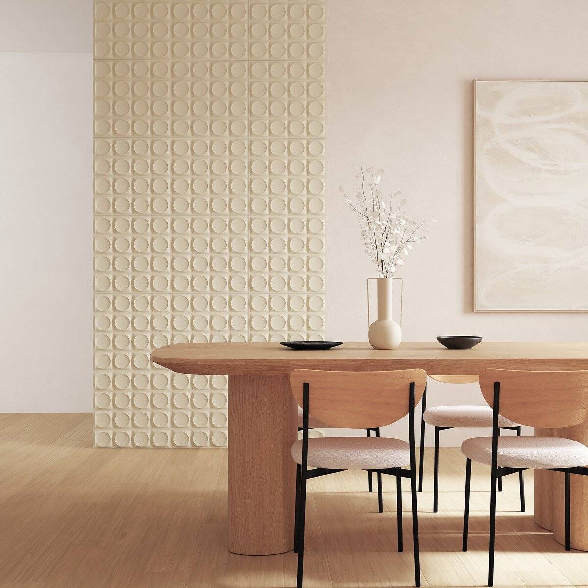 2 stickers muraux Oren rond 50x50cm blanc