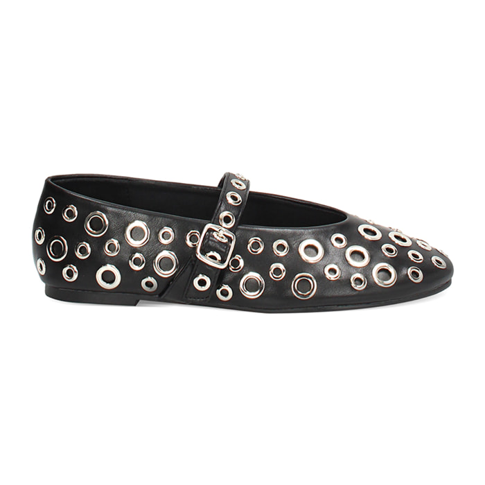 Ballerine donna nere con borchie