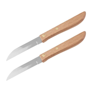 Lot de 2 couteaux d'office manche en bois lame de 7,5 cm Nirosta Country