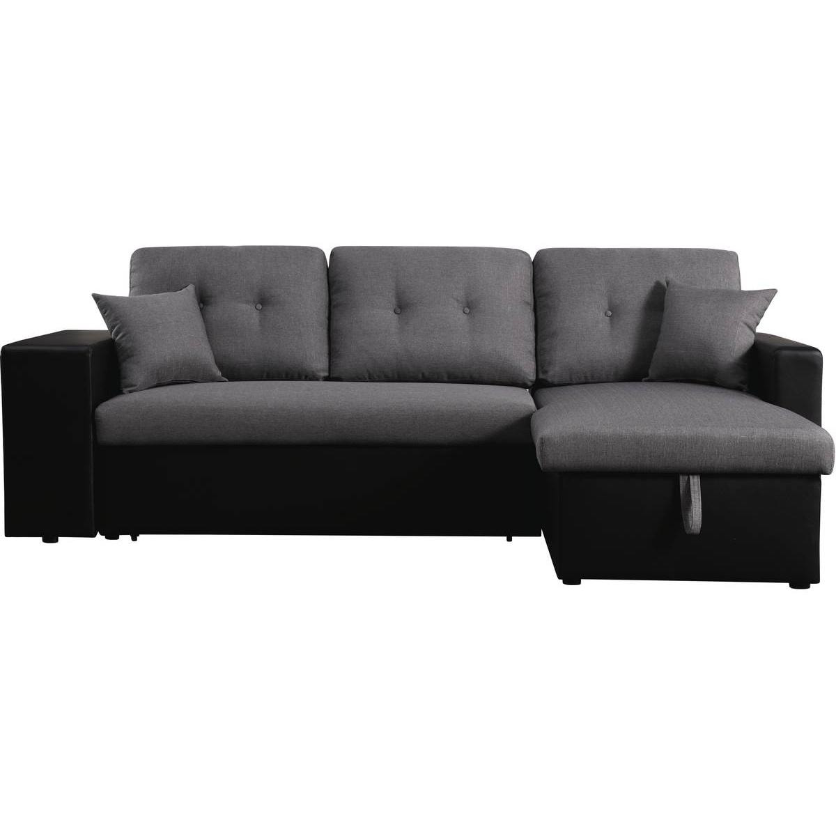 Canapé d'angle convertible/réversible ''Axel'' - 3 places - Noir/Gris