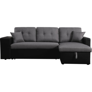 Canapé d'angle convertible/réversible ''Axel'' - 3 places - Noir/Gris