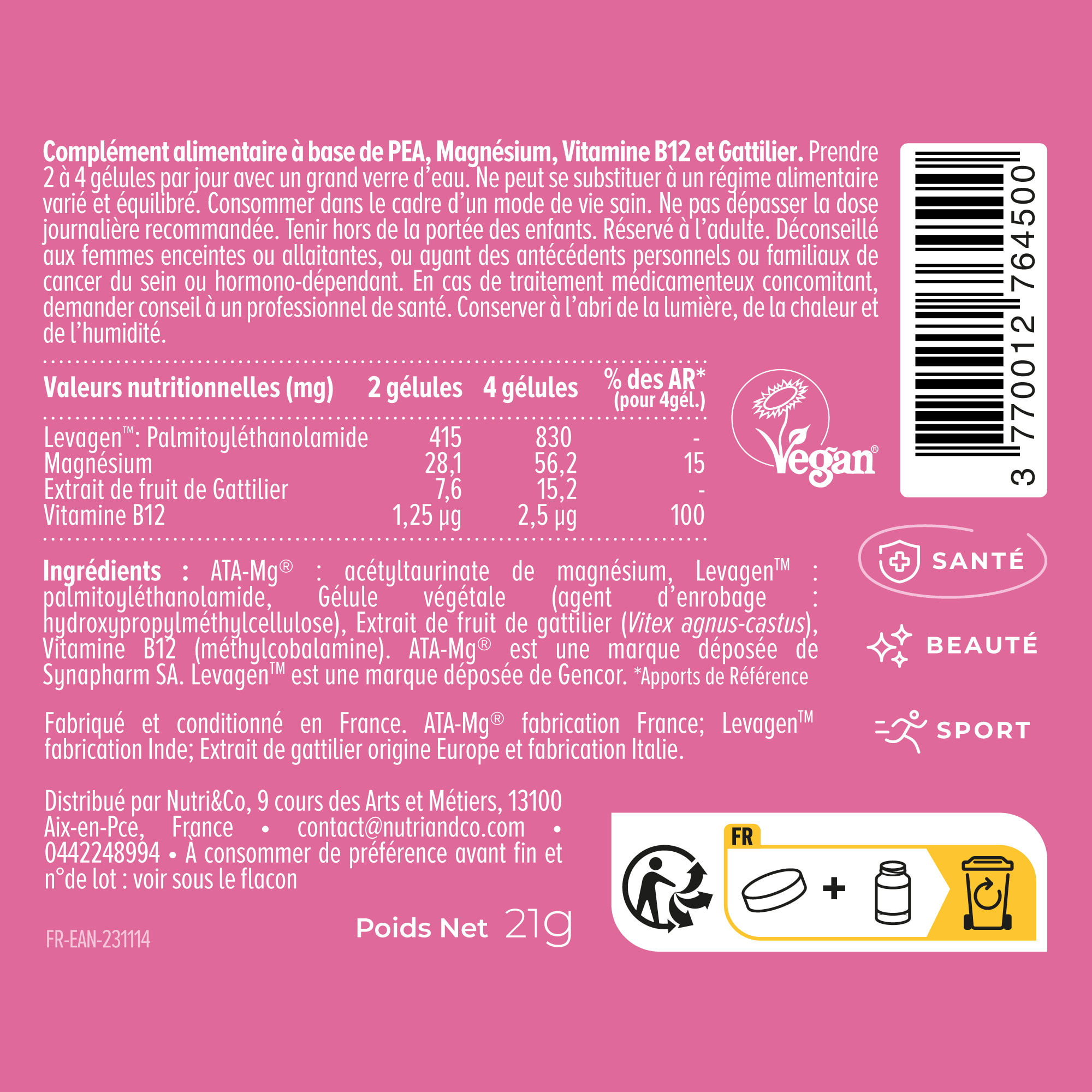 Nutri&Co Confort Menstruel Règle Douloureuses SPM & Confort du Cycle - 40 gélules