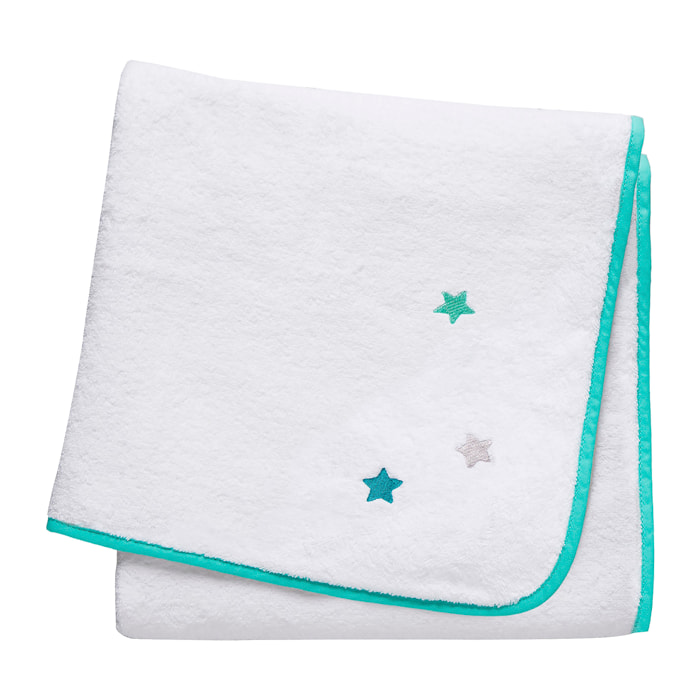 Serviette de bain bébé brodée 100% coton, BAIN D'ÉTOILES