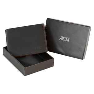 Cartera Hombre Piel Jaslen Lyon Marron Oscuro-Marron
