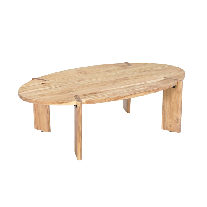 Table basse ovale en bois d'acacia naturel 120cm