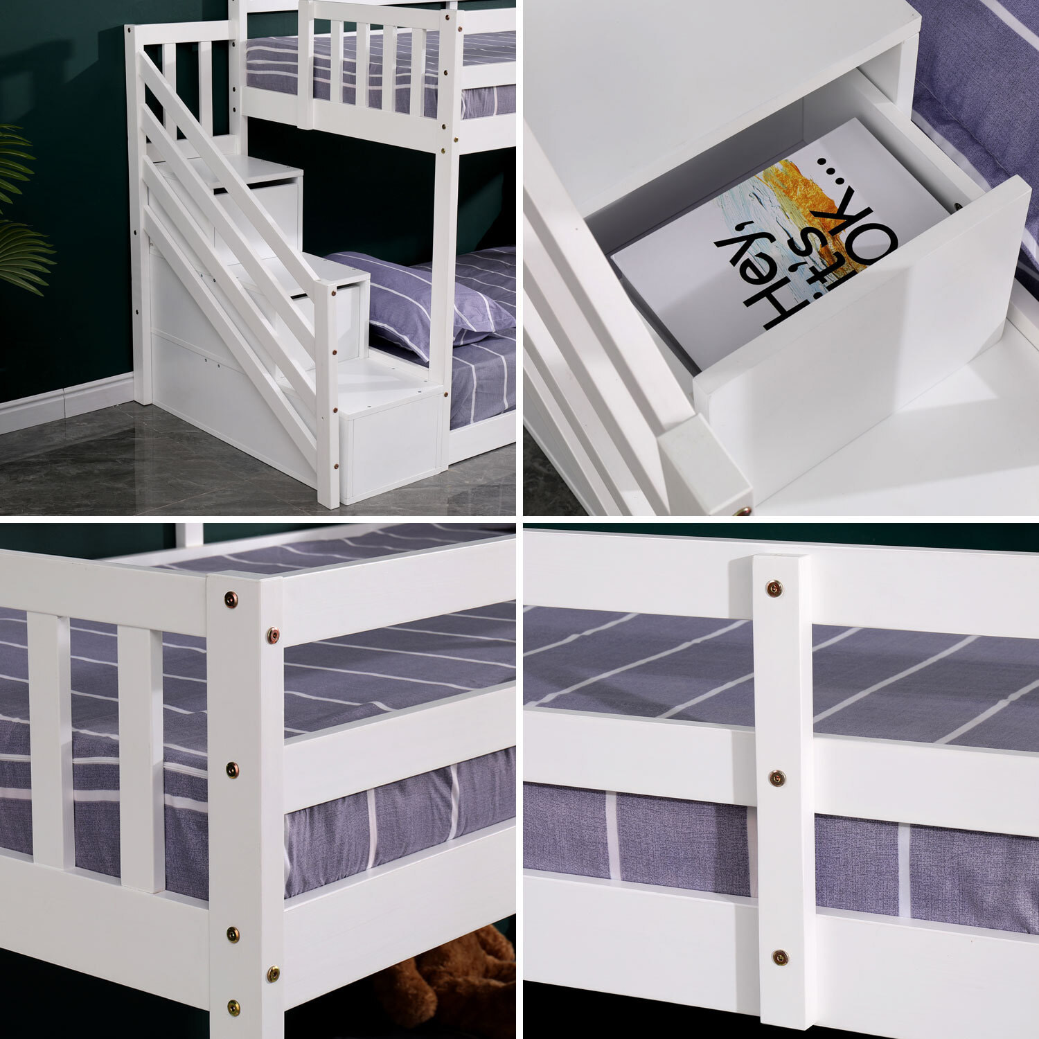 Lits superposés pour enfants 190x90cm blanc CELESTINE