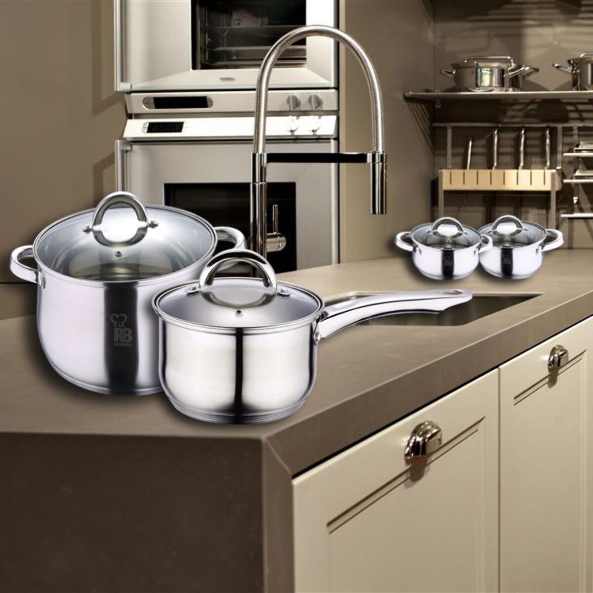 BATERIA COCINA 12 PIEZAS en ACERO INOXIDABLE Renberg