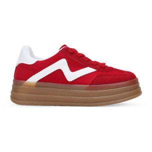 Zapatillas con plataforma rojas con cordones