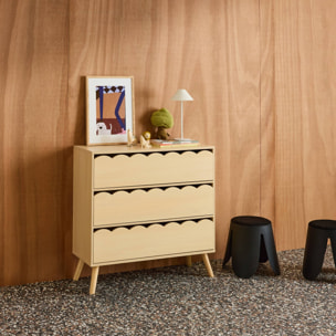 Commode enfant décor bois 3 tiroirs AZUR