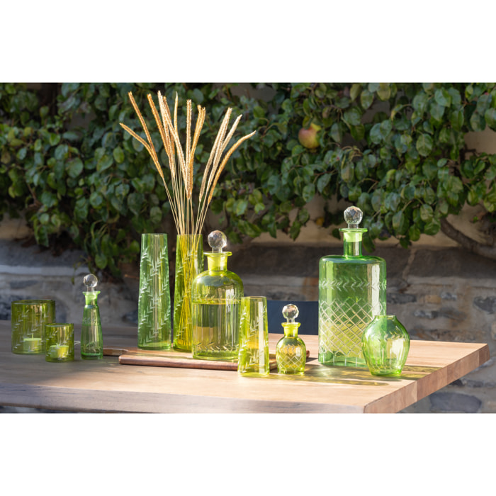 J-Line vase Feuille - verre - vert - small - 2 pièces - 15 cm de hauteur