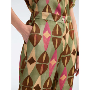Elena Mirò - Pantaloni in viscosa stampata - Marrone
