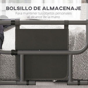 Barandilla de Cama Adulto Asidero para la Cama Plegable Barrera de Cama con Bolsillo de Almacenamiento para Discapacitados y Personas Mayores 61x66x55 cm Gris y Negro