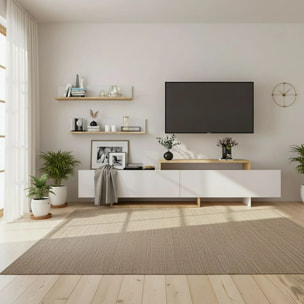 Salón Bender con mueble TV y estanterías blanco artik alpino 200 cm Blanco Artik (Blanco Mate) - Alpino