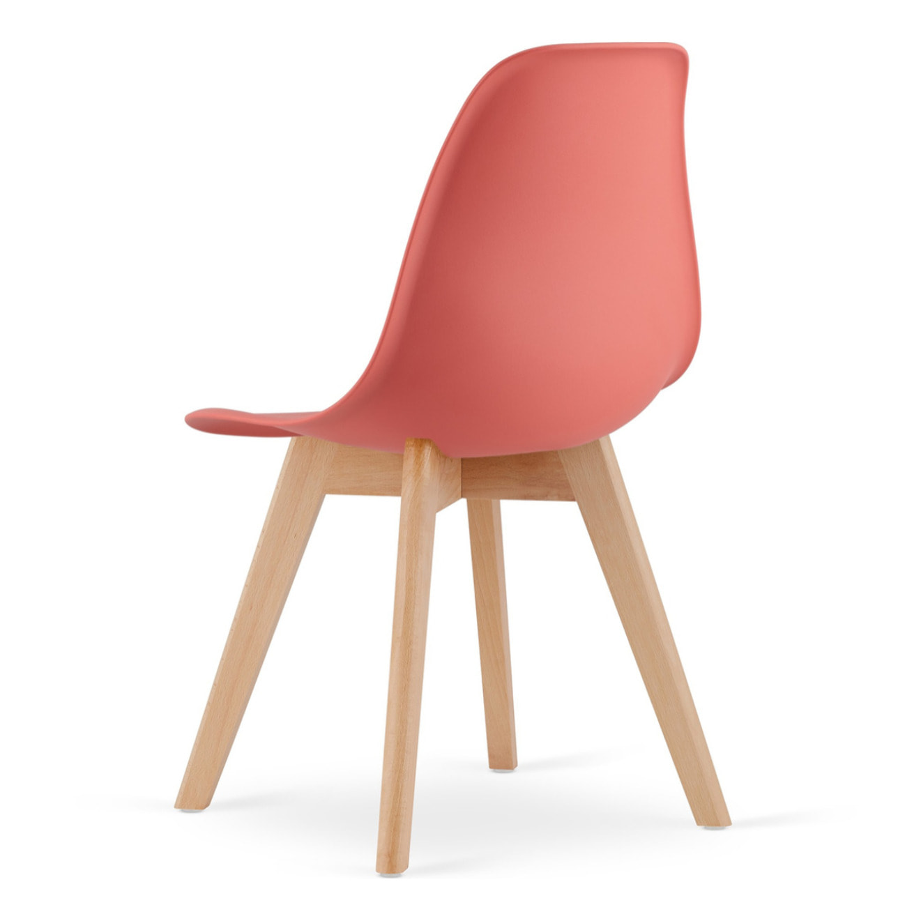 Set di 3 Sedie Kito in Corallo con Gambe in Legno di Faggio