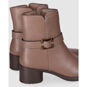 Botines de Piel - Taupe - Tacón: 5 cm