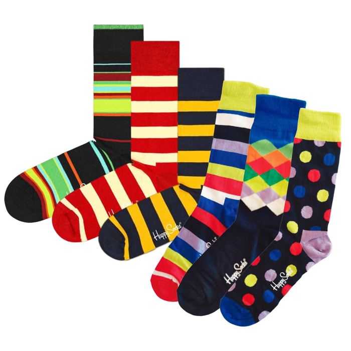 Calcetines 6 pack big dot, magnetic y stripe talla