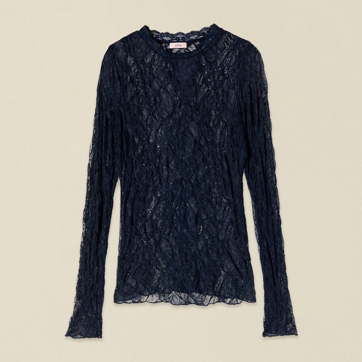 Oltre - T-shirt in pizzo see-through - Blu
