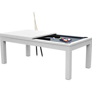 Table de billard convertible blanche tapis gris - Eddie