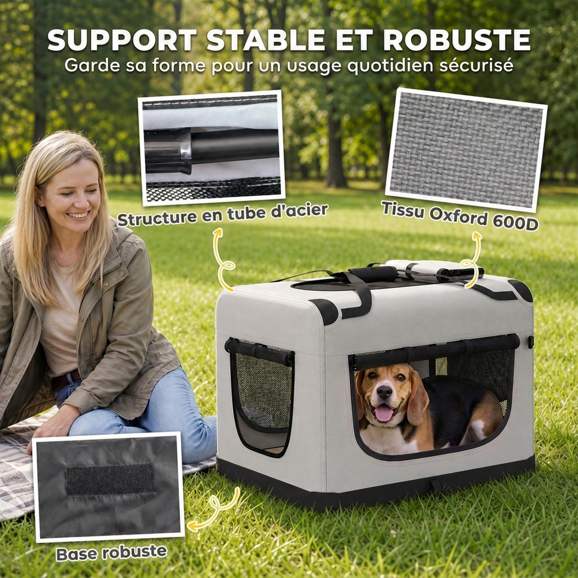 Sac de transport chien chat pliable poignée entrée zippée fenêtres maillées accessoires