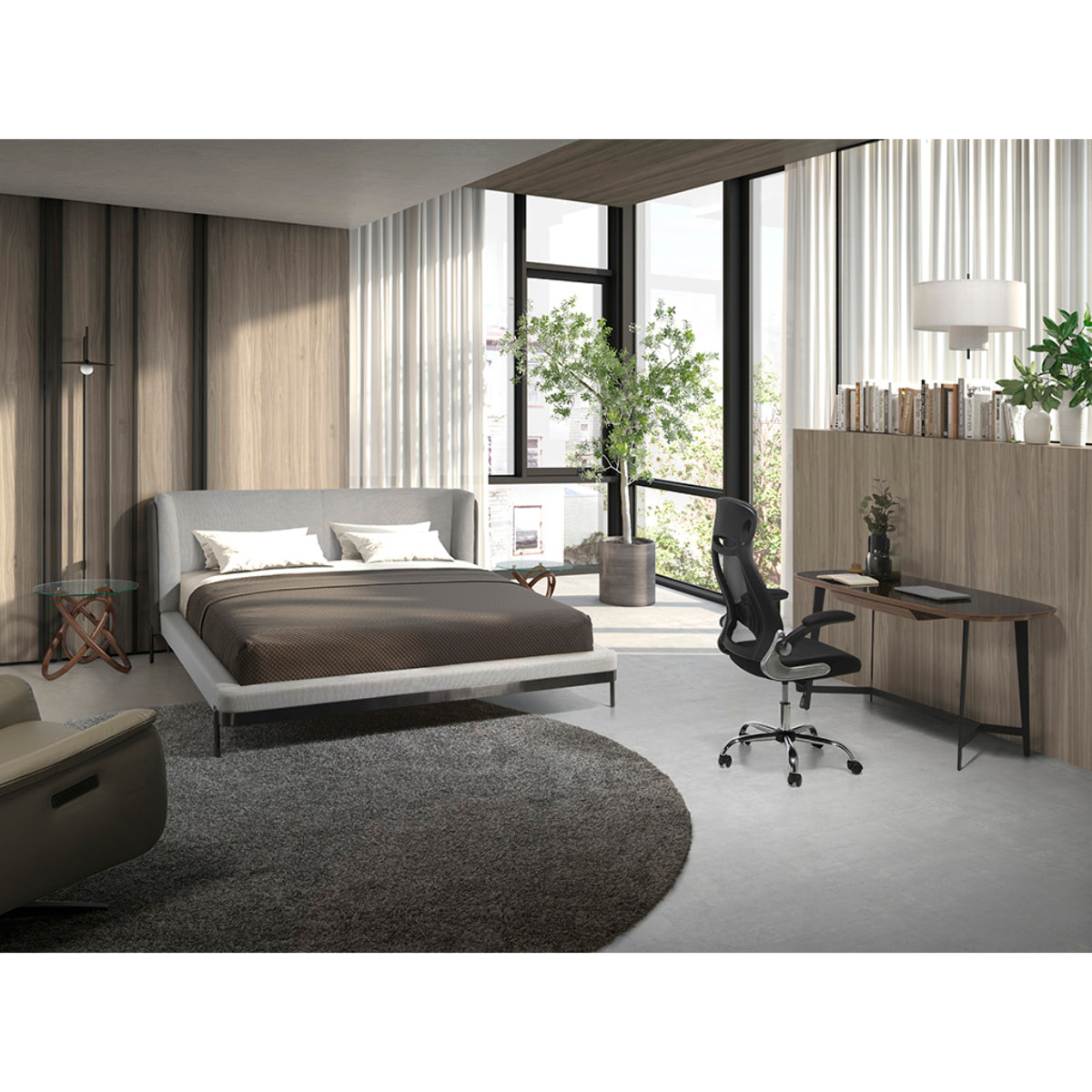 Silla Angel Cerdá oficina giratoria con asiento y respaldo tapizado en tela negra 66x62x117cm