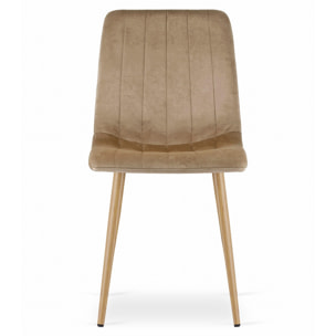 Sedia Lava in velluto marrone con gambe effetto legno