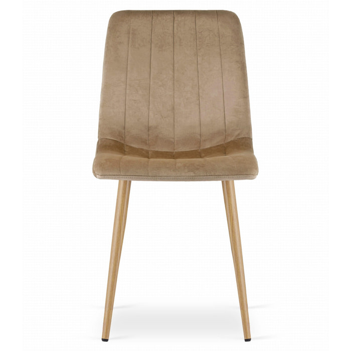Sedia Lava in velluto marrone con gambe effetto legno