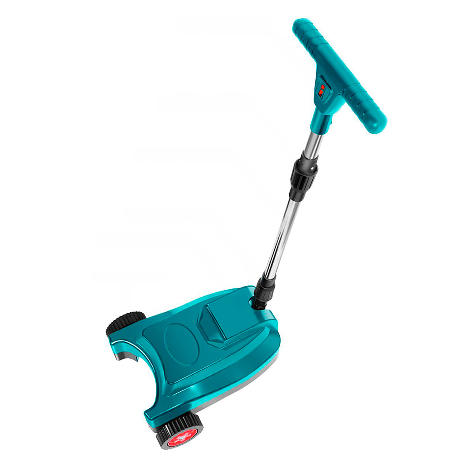 Tosaerba elettrico 21V con lama a 1.300rpm, due batterie ricaricabili da 15.000mAh, manico regolabile e tre livelli di altezza delle ruote.