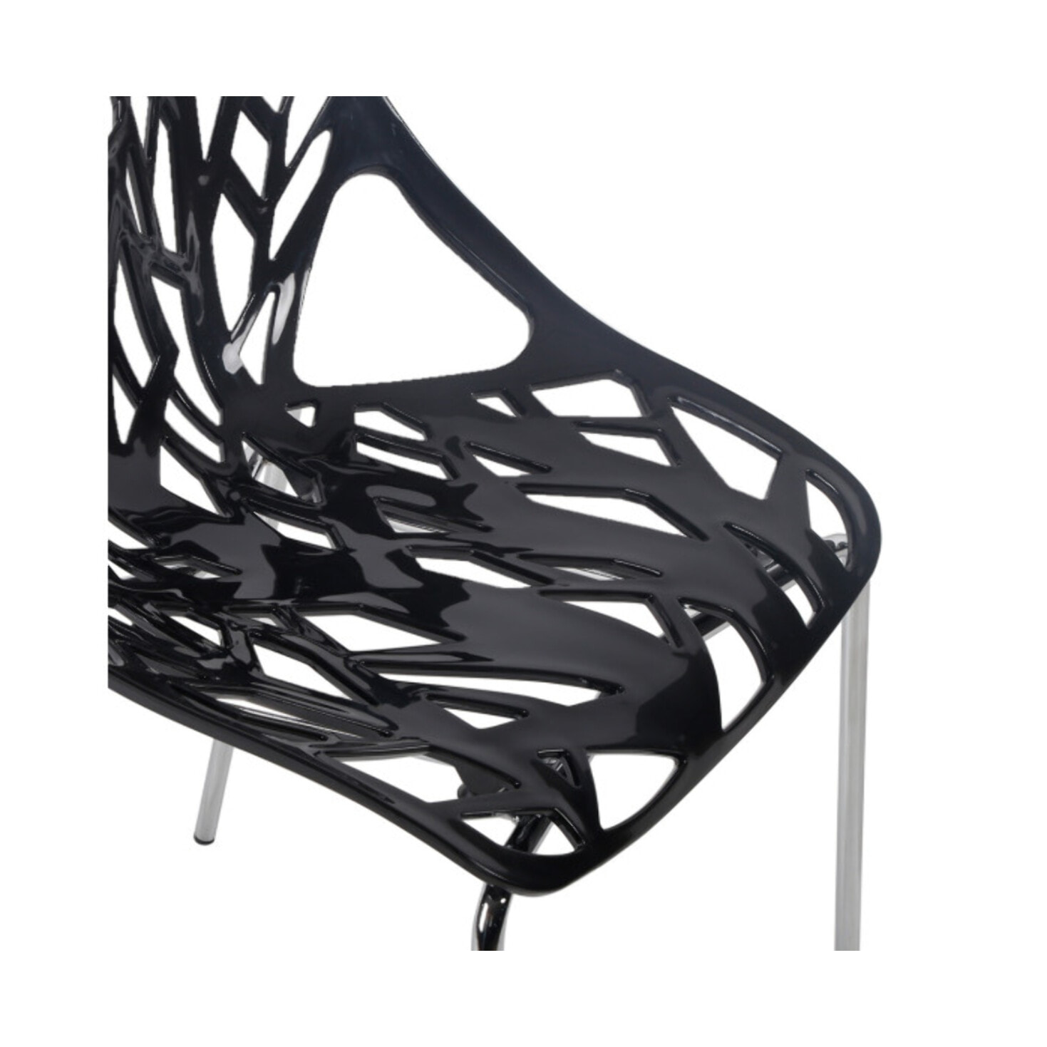 Chaise ajourée et empilable avec pieds métal chromé - QUEEN 3