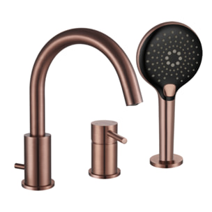 Mitigeur bain douche mécanique 3 trous + douchette 3 jets PAINI Ortence bronze cuivré