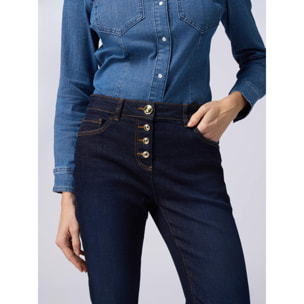 Oltre - Jeans regular azul enjuague con botones dorados - Azul