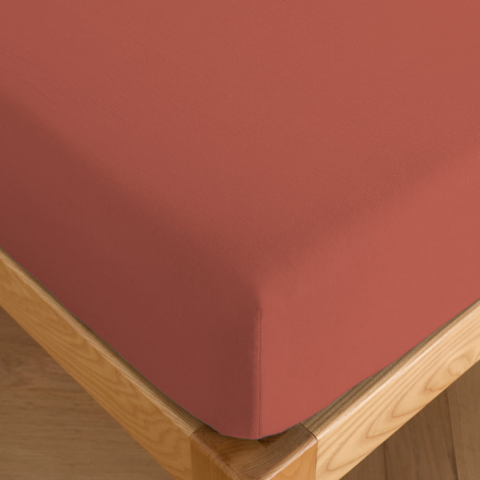 Drap housse 100% percale de coton argile- Finesse