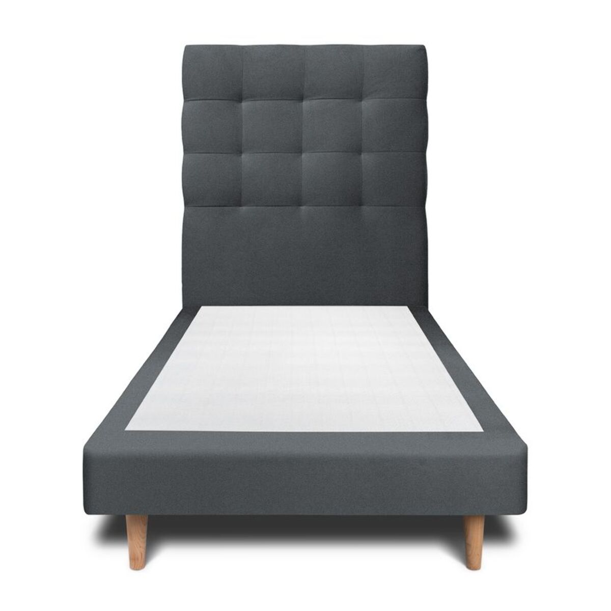 Lit avec tête de lit capitonnée velours et sommier tapissier Ep14
