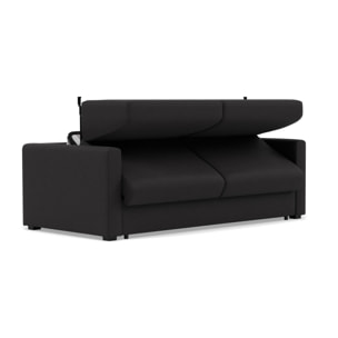 Julia - canapé 3 places convertible couchage quotidien matelas 18 cm en tissu - Noir