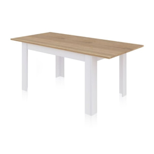 Mesa de comedor extensible Danna 123 Blanco Artik (Blanco Mate) - Roble Canadian