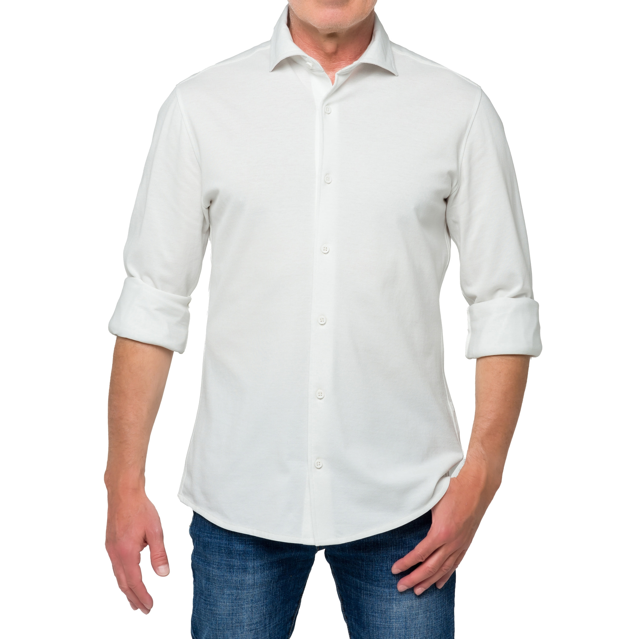 Camisa de manga larga en tela de algodón Hot Buttered Jefferson Blanco