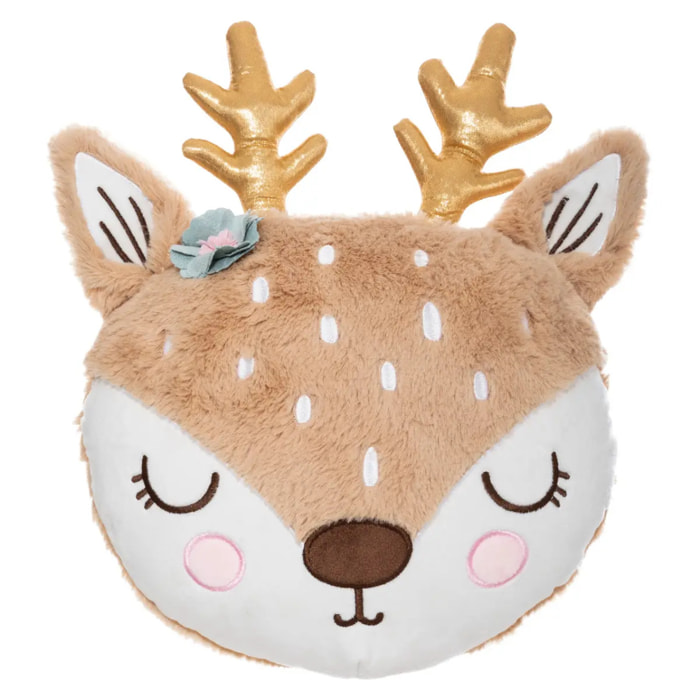 Coussin enfant biche marron 31x38cm